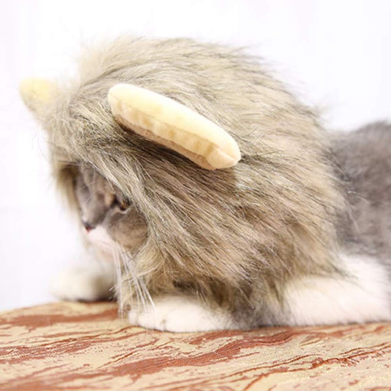 CBLUO Halloween Cat Lion Mane Wig Costume Christmas Little Dog Lion Hair Adjustable Washable Funny Pet Puppy Dress Up Hat Cute Kitten Kitty Hair Mane with Ears for Holiday Photo Shoots Cospaly Party Size S - Image 4